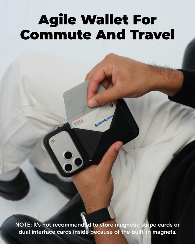 MOFT Magsafe Wallet, 8-Card Holder, Magnetic Phone Stand with Pull to Access Design, RFID Blocking, Angle Adjustment & MOVAS Minimalist Snap Field Wallet for Men Travel Essentials, Jet Black - Image 2